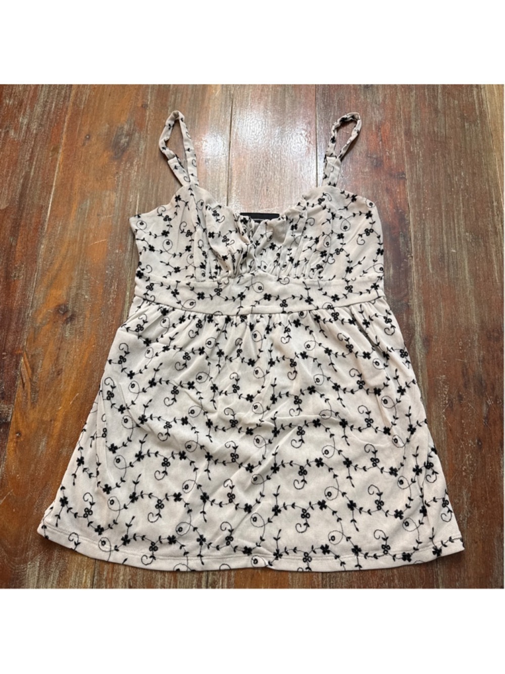INC Embroidered Mesh Floral Cami Babydoll Tank Top Medium